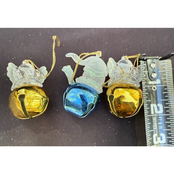 3 Vintage 2002 Jingle Buddies ANGEL & Snowman Christmas Tree Bell Ornaments -36 - Picture 3 of 7